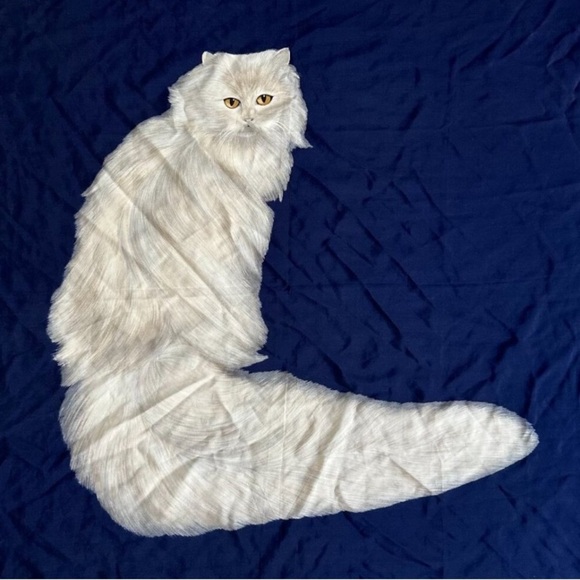 Pierre Baccara Paris Hand Rolled White Persian White Cat Silk Scarf - Picture 2 of 7